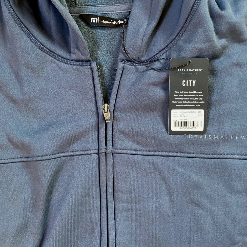 TravisMathew City Cold Weather Collection Zip Up Hoodie Jacket Men's 2XL Navy